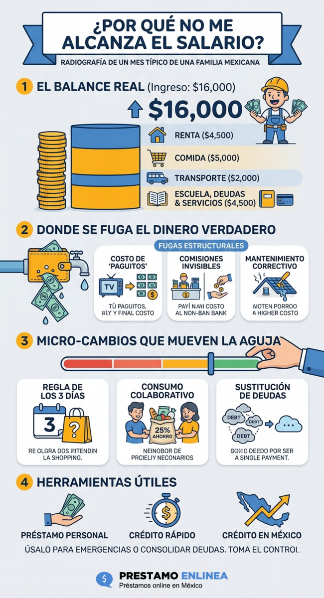 Infografía: Gastos de familia en México y ahorro con préstamo personal